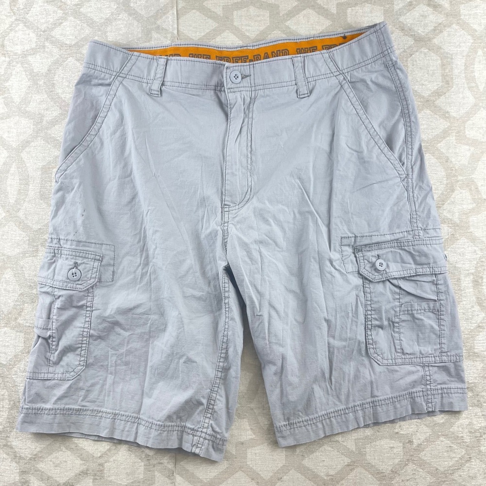 Wear First Mens‎ Ripstop Cargo Shorts Grey Size 36 Free-Band Stretch Hiking